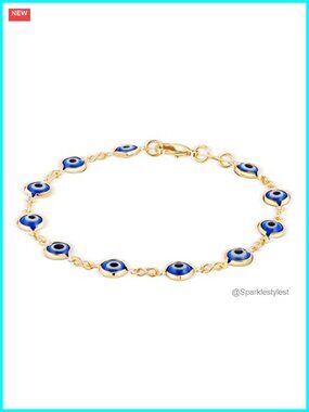 18K Gold Plated Evil Eye Link Bracelet Made in Brazil